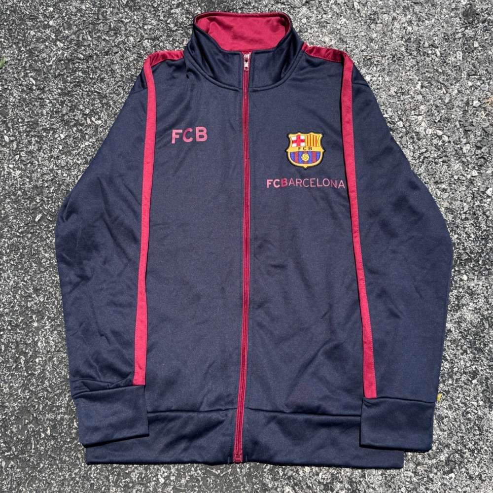 FC Barcelona Track Jacket Mens‎ Small Navy Blue Full Zip Soccer Training Top FCB